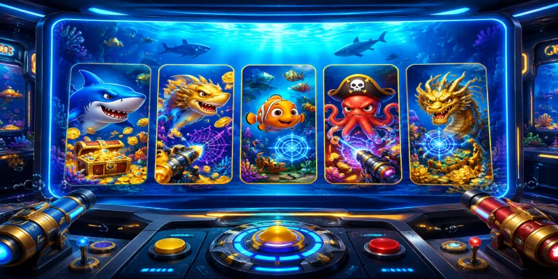 Giao diện sảnh game bắn cá S66 với thiết kế đồ họa 3D sống động và hệ thống sinh vật biển phong phú.